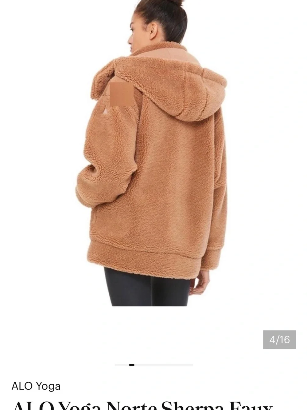 ALO Yoga Norte Sherpa Zip Hoodie in Brown/S - Picture 3 of 9
